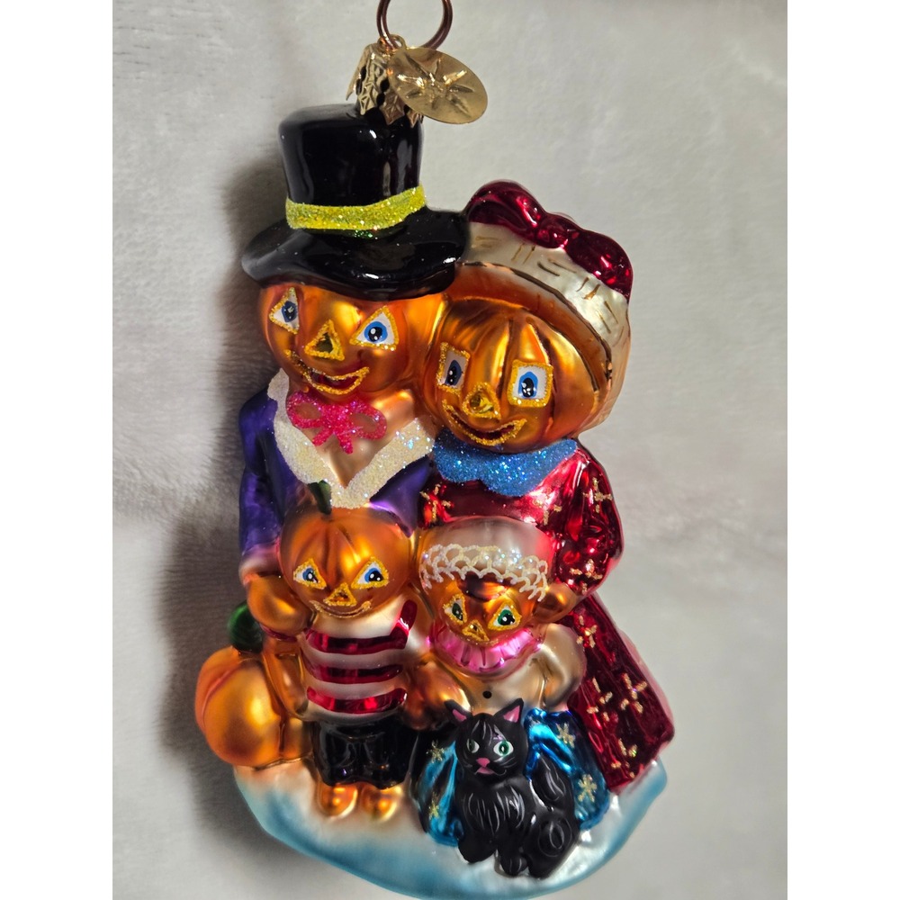 Retired 2001 Christopher Radko Patchworthies Pumpkin Family Halloween Ornament